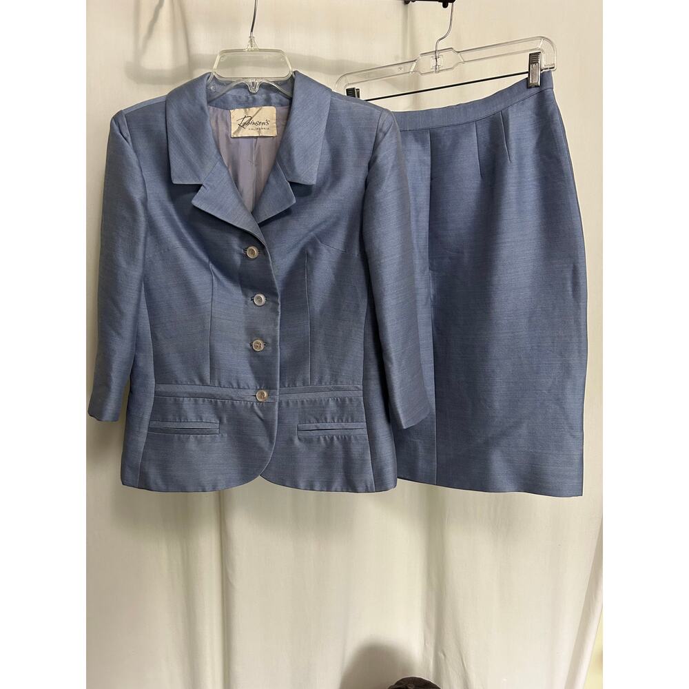 Robinson's California Vintage 1970's-80's Blue Skirt and Blazer Suit No Size Tag